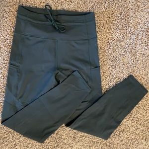 ZYIA Sage Pocket Drawstring Luxe 7/8 24" Leggings Sz 6-8